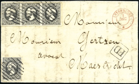 Stamp of Luxembourg 1853 Cover to Netherlands franked 1852 10c in stri