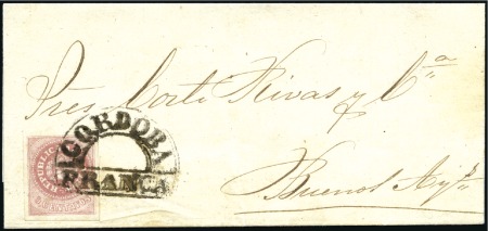 Stamp of Argentina 1862 5c red, large margins, tied by clear CORDOBA