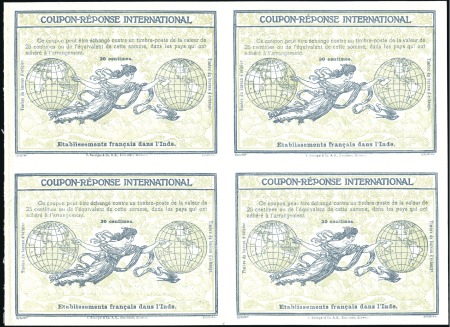 Stamp of Colonies françaises » Inde 1907 Bloc de 4 COUPONS REPONSE internationaux au r