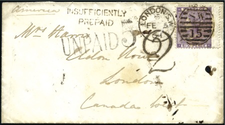 Stamp of Great Britain » 1855-1900 Surface Printed 1864 (Feb 5) Envelope to Canada with 1862-64 6d ri
