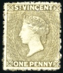 Stamp of St. Vincent 1881 1d Drab and 4d Bright Blue, both mint hinge r