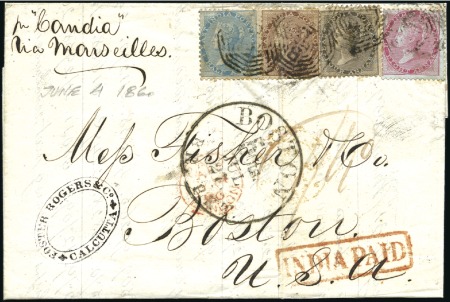 Stamp of India 1860 (Jul 31) Folded letter bearing 4-colour frank