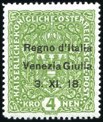Stamp of Italy » Italian Occupations WWI » Venezia-Giulia 1918 2K blue, hinge remainder, sign.Szekula, 3K re