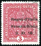 Stamp of Italy » Italian Occupations WWI » Venezia-Giulia 1918 2K blue, hinge remainder, sign.Szekula, 3K re