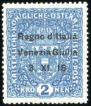 Stamp of Italy » Italian Occupations WWI » Venezia-Giulia 1918 2K blue, hinge remainder, sign.Szekula, 3K re