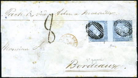 Stamp of Mauritius » 1859 Lapirot Issue » Worn Impressions (SG 39) 1859 (Nov 10) Wrapper to France with 1859 Lapirot