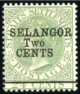 Stamp of Malaysia » Malaysian States » Selangor 1891 2c on 24c Green mint/unused selection with ty