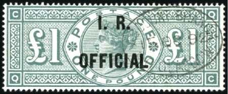 Stamp of Great Britain » Officials I. R Official 1882-1901 £1 green, lightly used wit