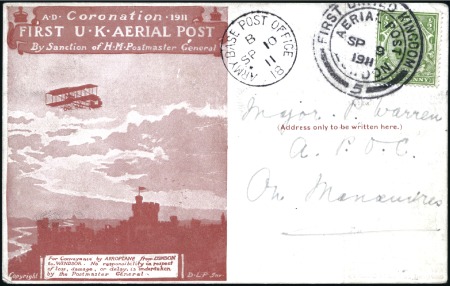Stamp of Great Britain 1911 First UK Aerial Post card (red-brown printing