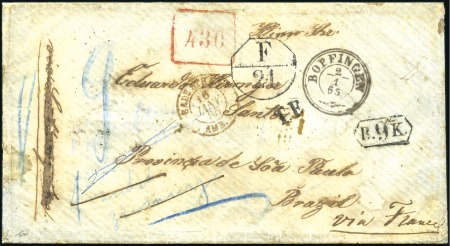 Stamp of Brazil 1865 Stampless envelope from Wurtemberg to Santos