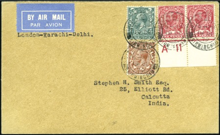 Stamp of Great Britain 1929 First Flight London-Karachi-Delhi addressed t