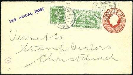 Stamp of New Zealand 1920 (Sep 3) First Flight stage Blenheim-Christchu