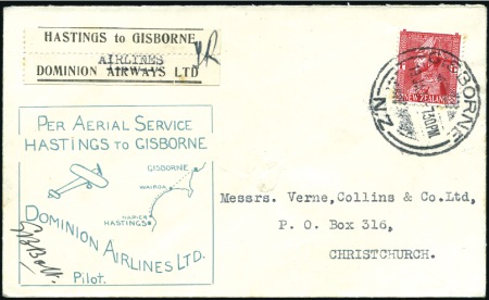 Stamp of New Zealand 1931 (Jan 19) First Flight Gisborne-Hastings, enve