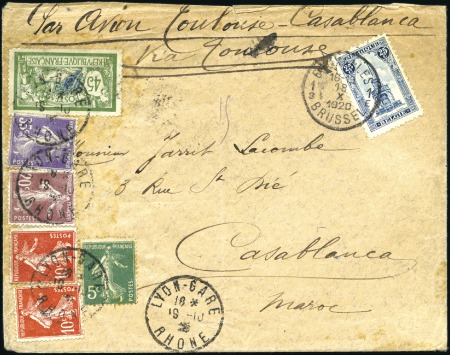 Stamp of Belgium 1920 Flight cover bearing Belgium 20c, sent via To