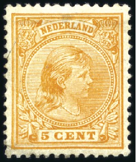 Stamp of Netherlands 1891-93 Queen Wilhelmina 5c ORANGE instead of blue