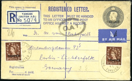 Stamp of Morocco Agencies (British Post Offices) 1956 (Sep 15) KGVI 8 1/2d registered envelope to G