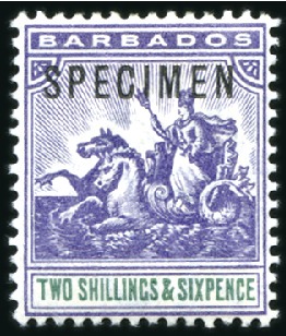Stamp of Barbados 1892-1909 Selection of 8 values with SPECIMEN over