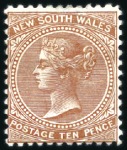 Stamp of Australia » New South Wales 1899 9d on 10d surcharge (2) showing varieties: do