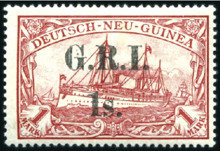 Stamp of New Guinea 1914 German Colonial Issues 1s on 1m carmine, 4 mm