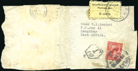 Stamp of Zanzibar POSTAGE DUES: 1933 Newspaper wrapper from London u