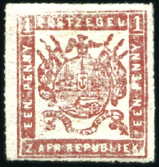 Stamp of South Africa » Transvaal 1870 1d Carmine-Red roulette 15 1/2, mint hinge re