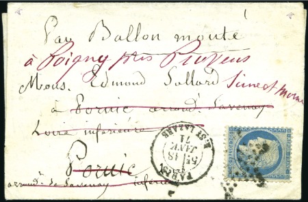 Stamp of France » Guerre de 1870-1871 1871 Ballon monté avec 20c Siège pour Pornic et ré