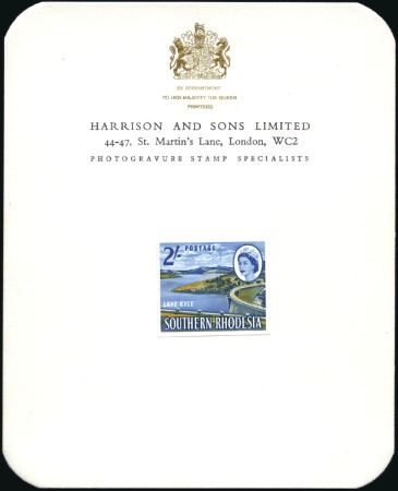 Stamp of Southern Rhodesia 1964 2s imperf. die proof in issued colours affixe