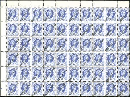 Stamp of Rhodesia and Nyasaland 1954-56 1d Ultramarine with "POSTAGE DUE" hs in bl