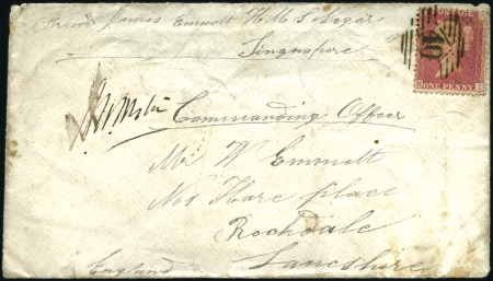 Stamp of Singapore 1858 Envelope sent from HMS Niger in Singapore to 