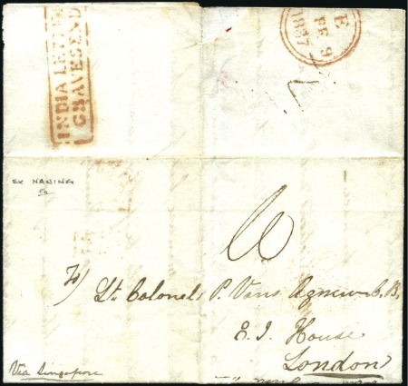 Stamp of Malaysia » Malaysian States » Negri Sembilan 1836 (Aug) Entire from "Fort Lismore" (datelined) 
