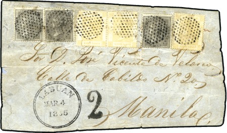 Stamp of Labuan 1865 (Mar 4) Front to Manilla with three India 185