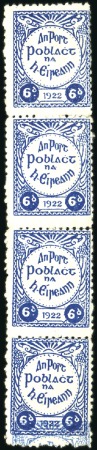 Stamp of Ireland 1922 Unissued IRA 6d perf. on wove, vert. strip of