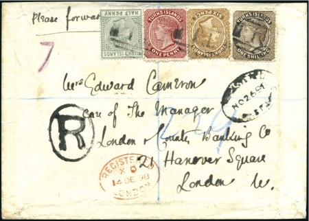 Stamp of Turks and Caicos Islands 1898 Envelope sent registered to London with 1882 