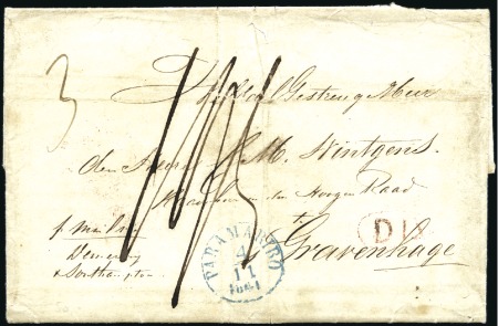 Stamp of Netherlands Colonies » Netherlands Indies 1864 Stampless entire from Surinam to the Netherla