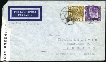 Stamp of Netherlands Colonies » Netherlands New Guinea 1940 (Sep 5) Censored airmail envelope to Switzerl