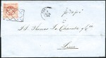 Stamp of Peru 1860-61 Zigzag Lines in Sprandels, 1p rose tied by
