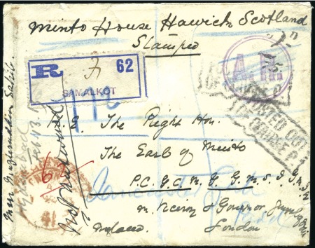 Stamp of India 1913 Envelope sent AR registered to the Viceroy of