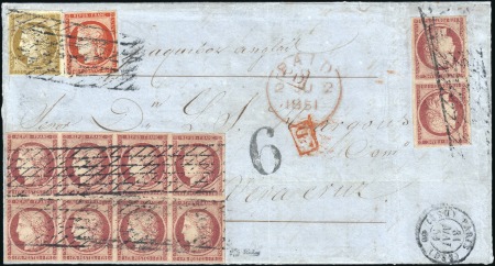 Stamp of France » Type Cérès de 1849-1850 FRANCE - REMARQUABLE AFFRANCHISSEMENT POUR LE MEXI