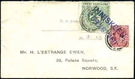 Stamp of Ireland 1911 Envelope with Great Northern 2d railway stamp