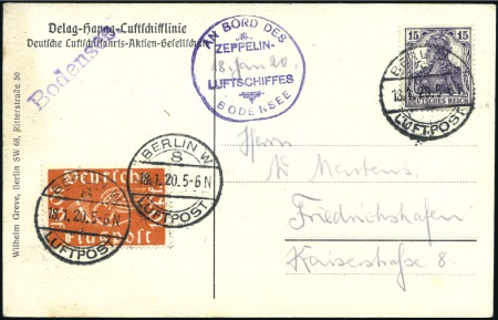 Stamp of Germany » German Empire 1920 (Jan 18) LZ120 Bodensee picture postcard with