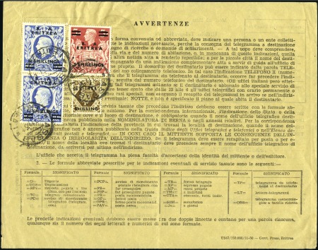 Stamp of British Occupation of Italian Colonies » Eritrea 1951 Telegram franked on the reverse with 1950 10s
