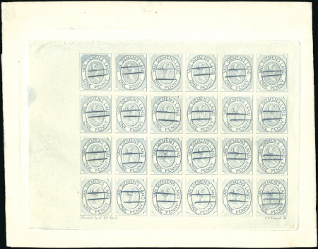 Stamp of Australia » Tasmania 1853 1d Courier reprint sheet of 24 taken from the