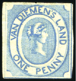 Stamp of Australia » Tasmania 1853 1d Blue unused, medium soft yellowish paper, 