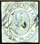 Stamp of Australia » Tasmania 1853 1d Blue used group of 6, three of which are f