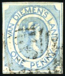 Stamp of Australia » Tasmania 1853 1d Blue used group of 6, three of which are f