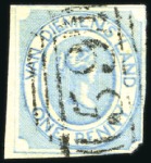 Stamp of Australia » Tasmania 1853 1d Blue used group of 6, three of which are f