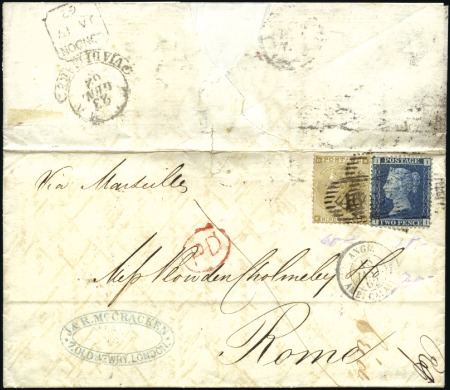 Stamp of Great Britain » 1855-1900 Surface Printed 1862 (Jan 17) Entire from London to Italy with 186