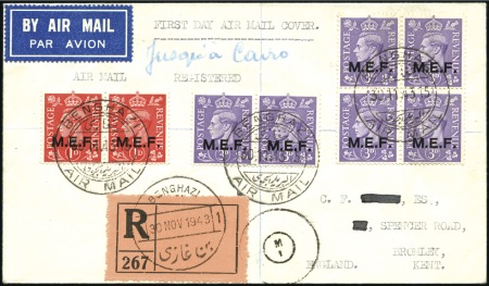 Stamp of British Occupation of Italian Colonies » Cyrenaica 1943 (Nov 30) Envelope sent registered to England 