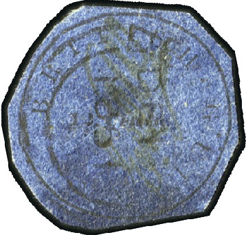 Stamp of British Guiana 1850-51 12c Indigo "cotton-reel" cut round with cl
