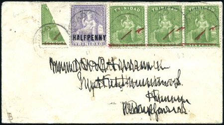 Stamp of Trinidad and Tobago 1883 (Jan 25) Envelope to England with 1882 1d on 
